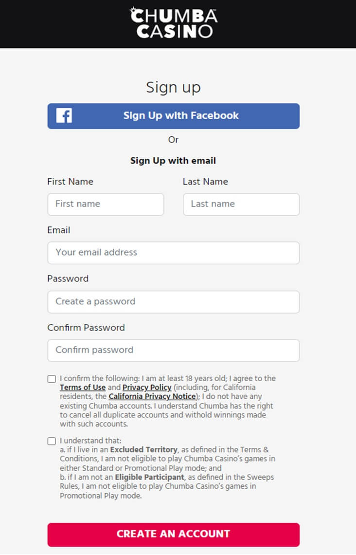 Chumba Casino Create Account