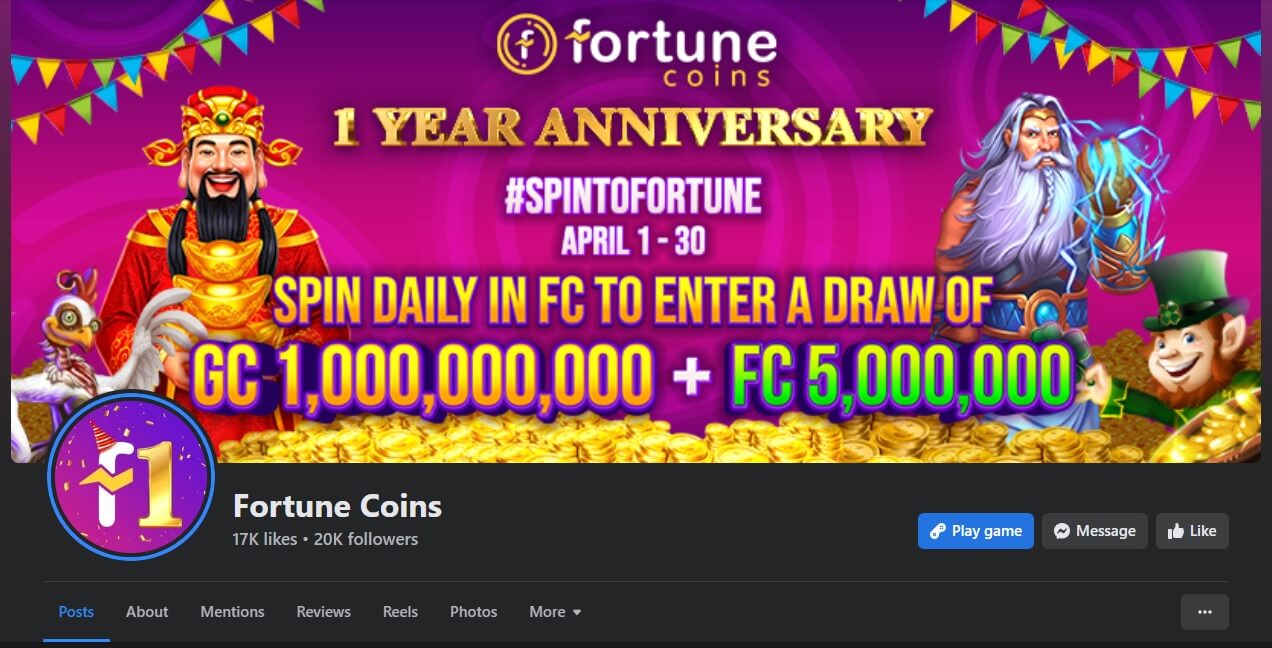 Fortune Coins Casino Facebook Page