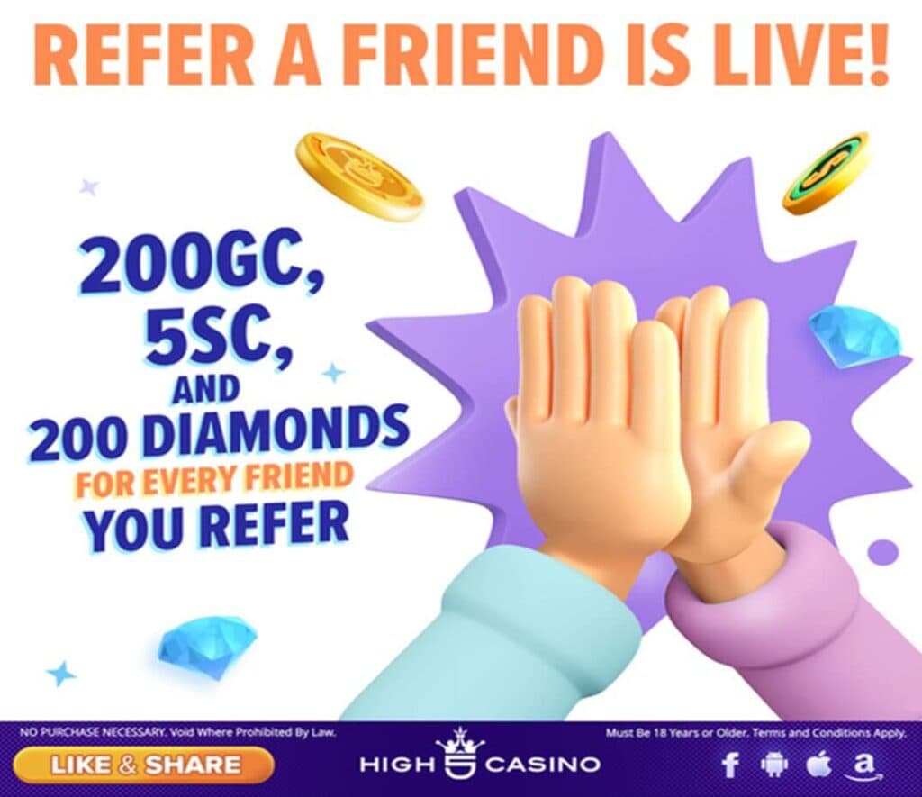 High 5 Casino Refer a Friend Bonus