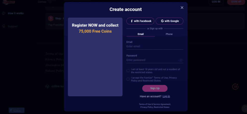 Funrize Casino Login