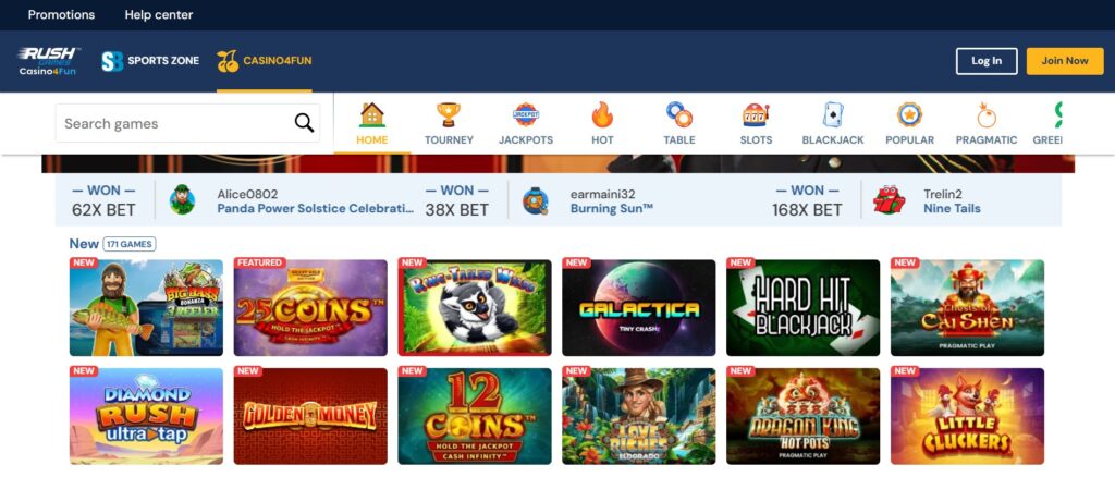 Rush GamesCasino4Fun site