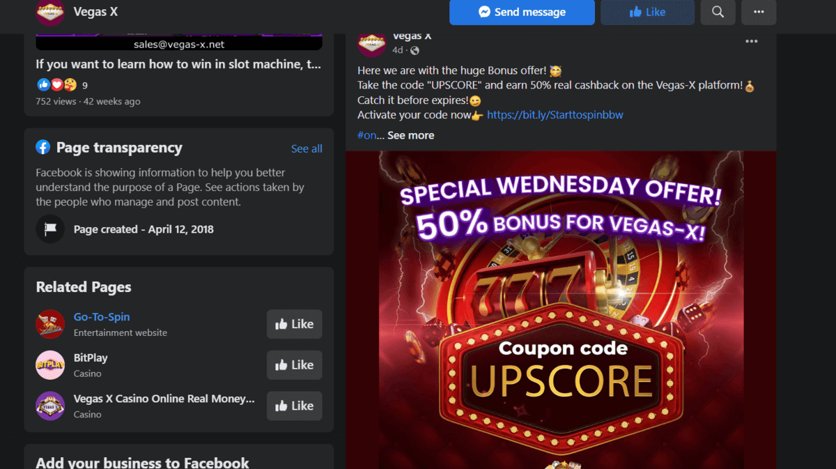 Vegas-X Deposit Bonus