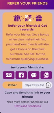 Generate referral bonus link