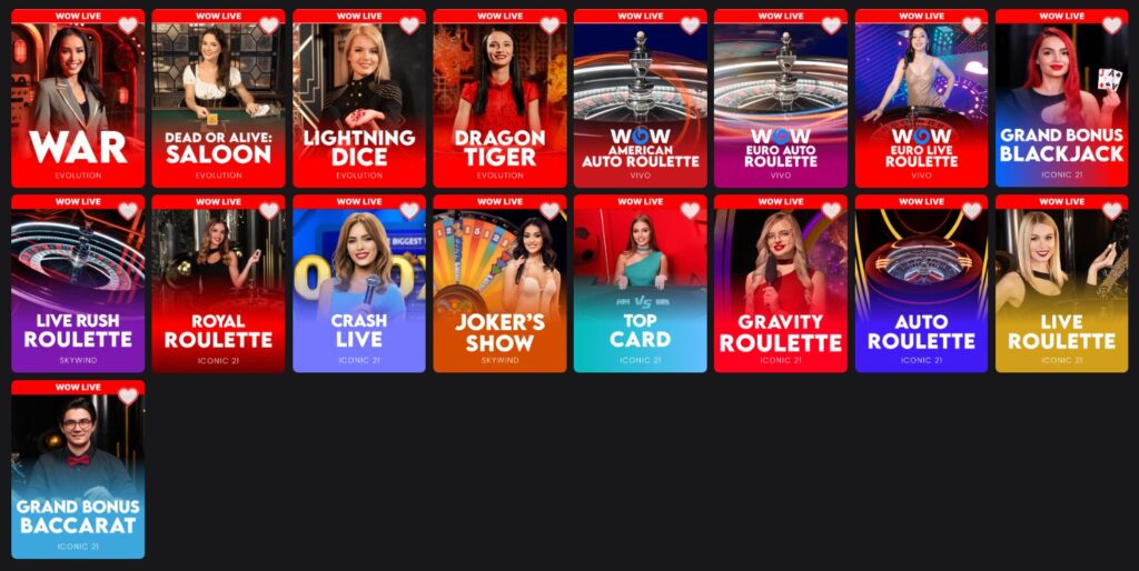 Wow Vegas live games