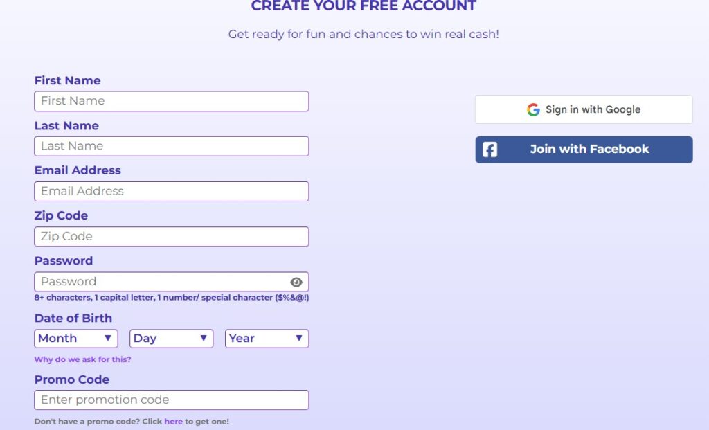 Golden Hearts Games registration page