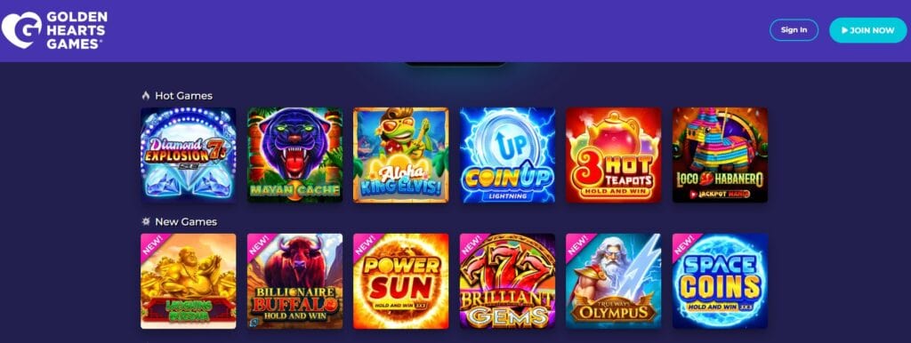 Golden Hearts Games slot titles