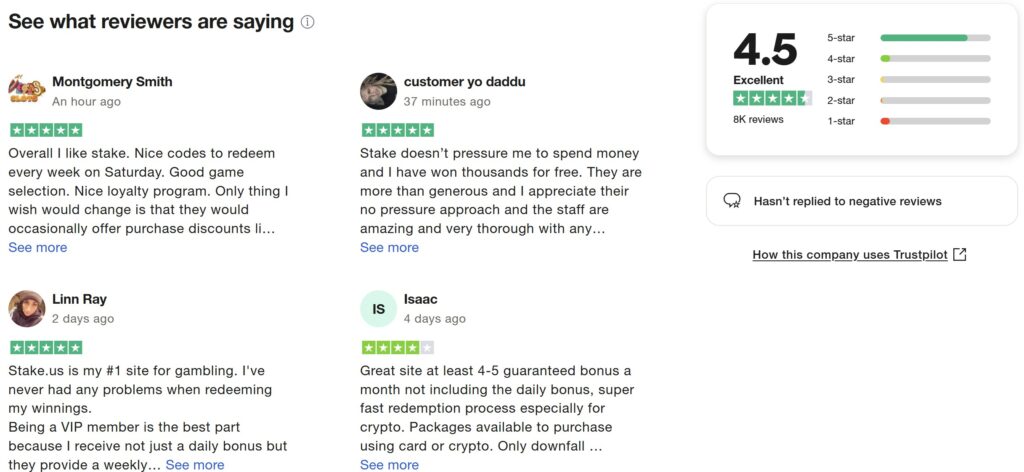 Stake.us player reviews