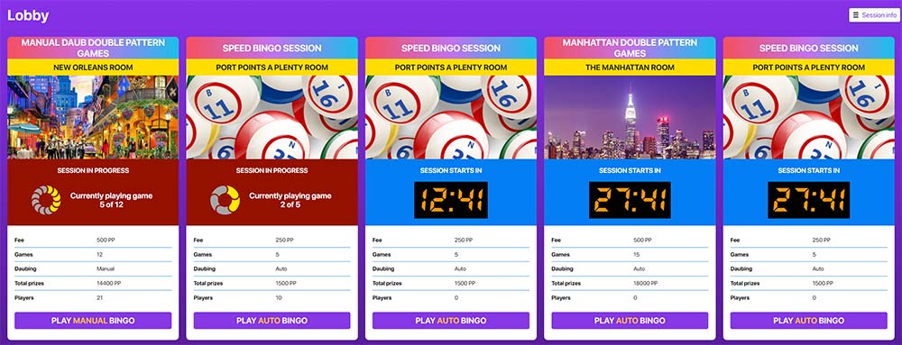 Bingoport lobby bingo games