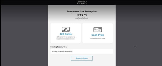 Chumba Casino Prize Redemption