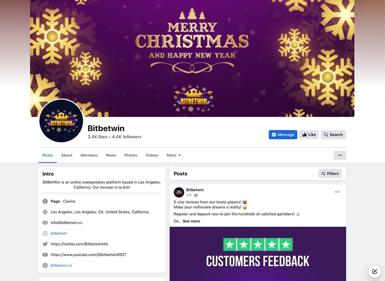 BitBetWin Facebook