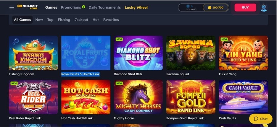 NoLimitCoins Casino Games