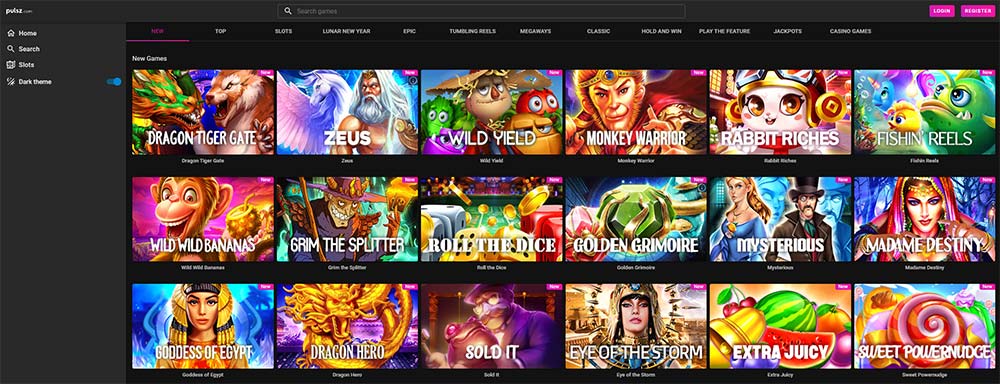 pulsz casino sister sites header