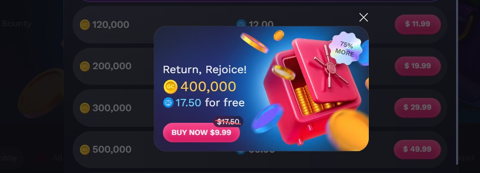 NoLimitCoins first purchase bonus