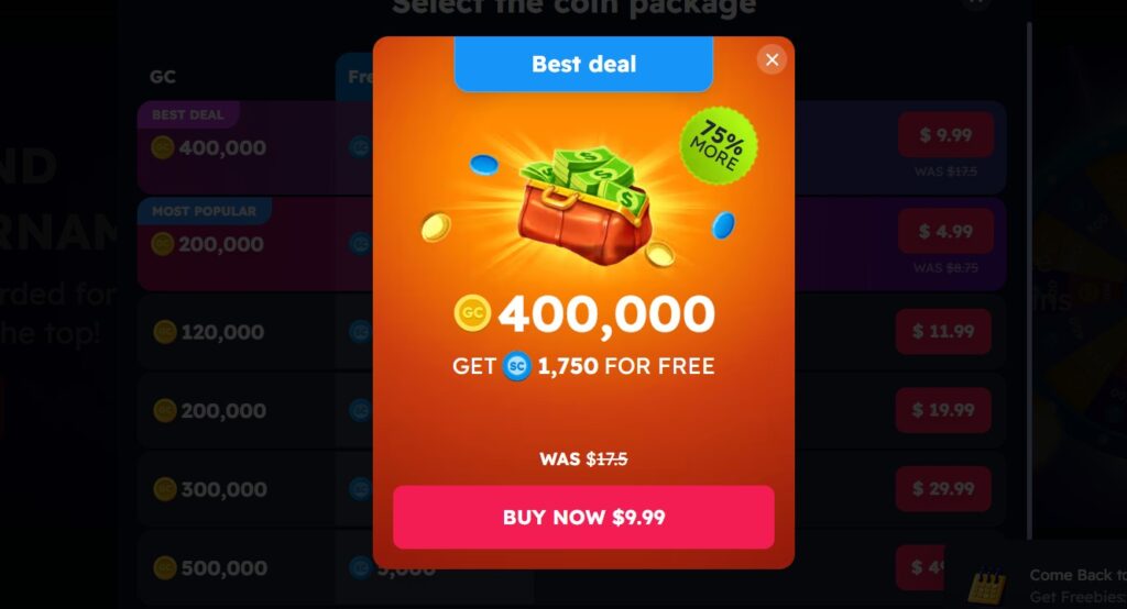 NoLimitCoins first purchase bonus