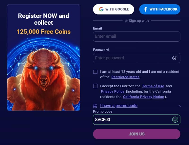 Funrize Casino No Deposit Bonus Codes