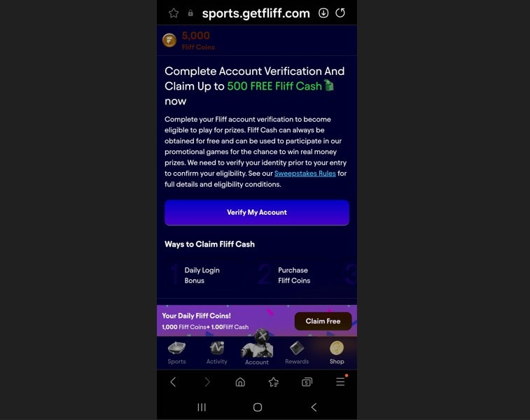 Fliff welcome bonus full verification