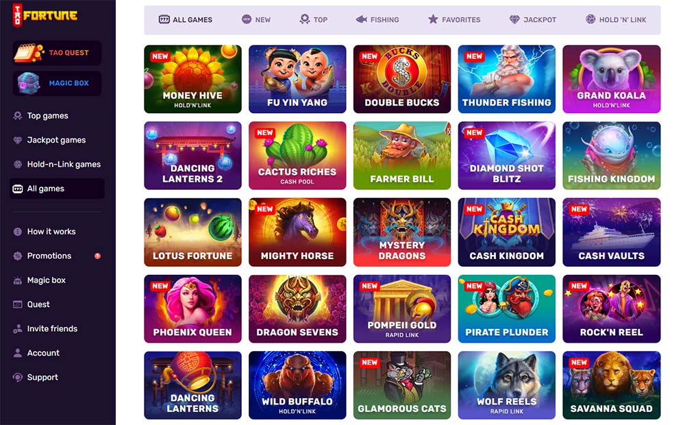 tao fortune casino slot lobby