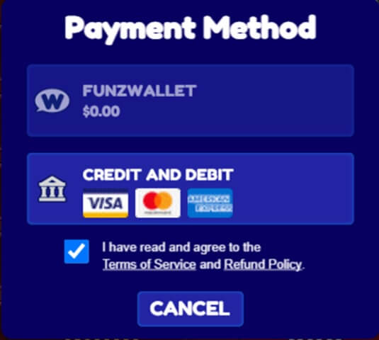 Funzpoints Payment Methods