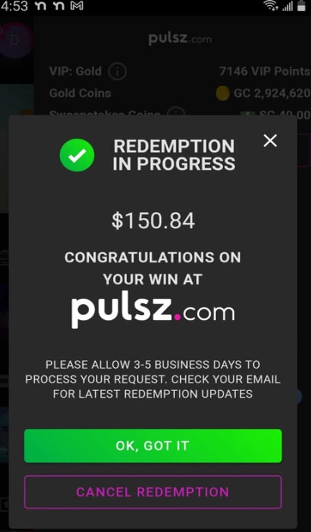 Pulsz Casino App Money Redemption