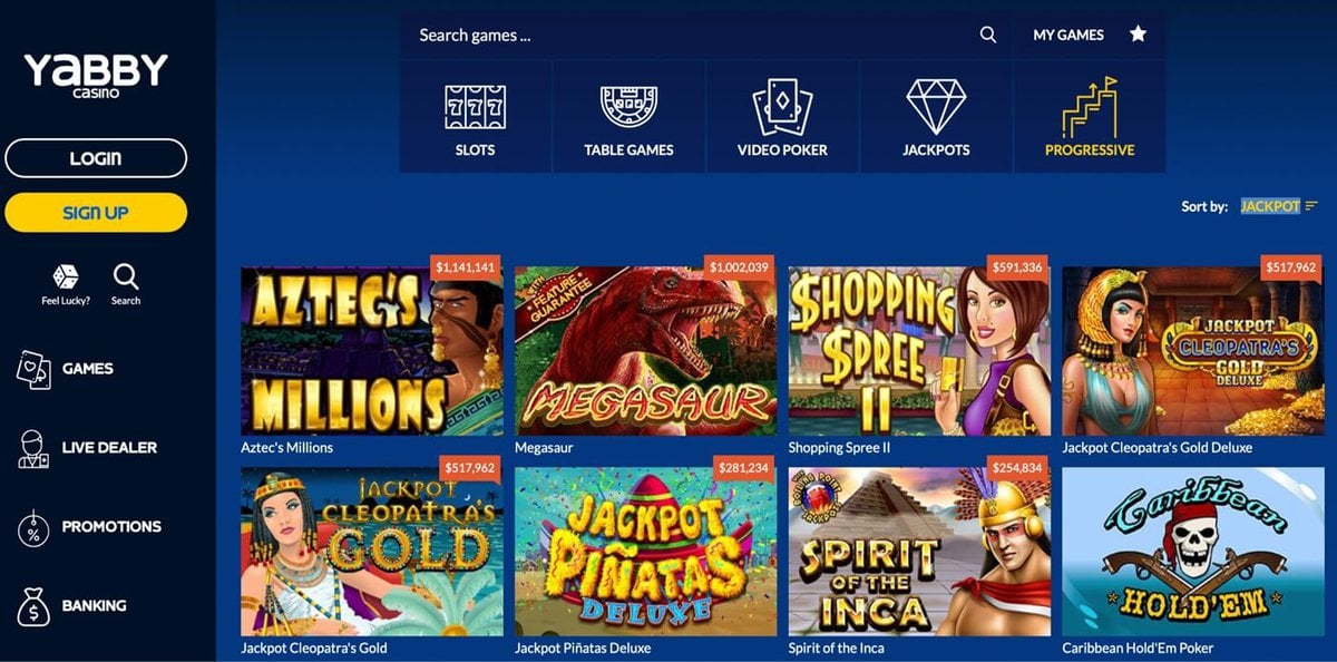 Yabby Casino Progressive Jackpots