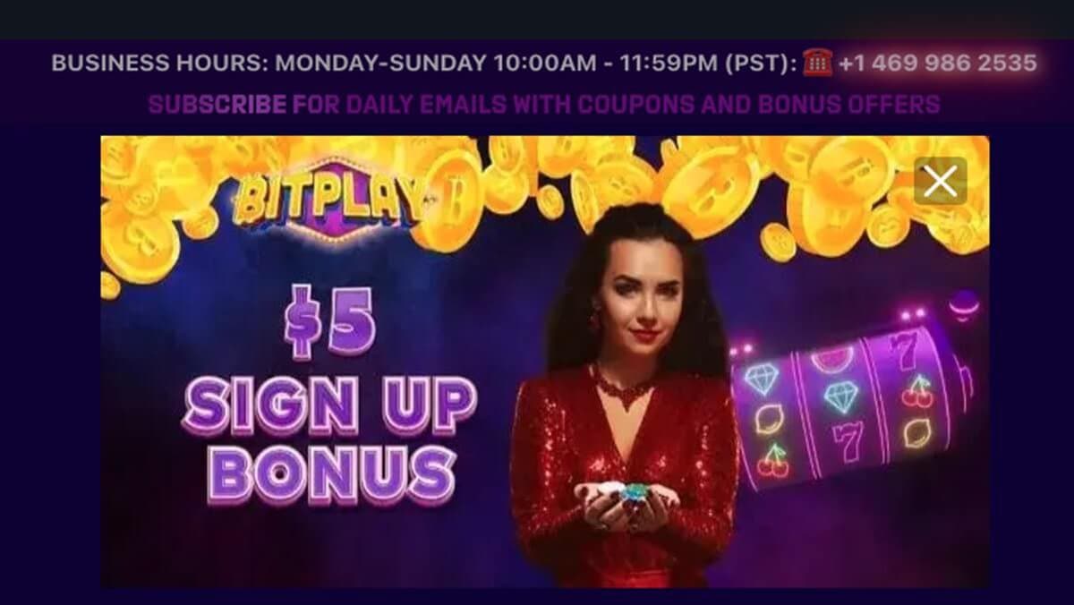 BitPlay $5 Sign Up Bonus