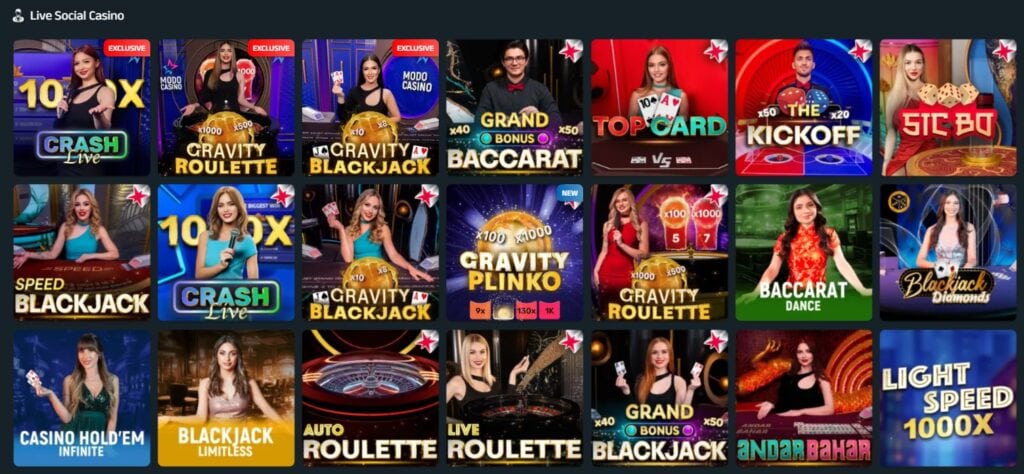Modo.us live casino games