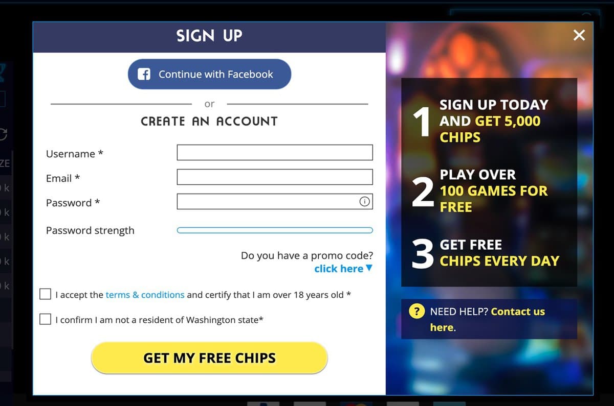 WinStar Social Casino Register