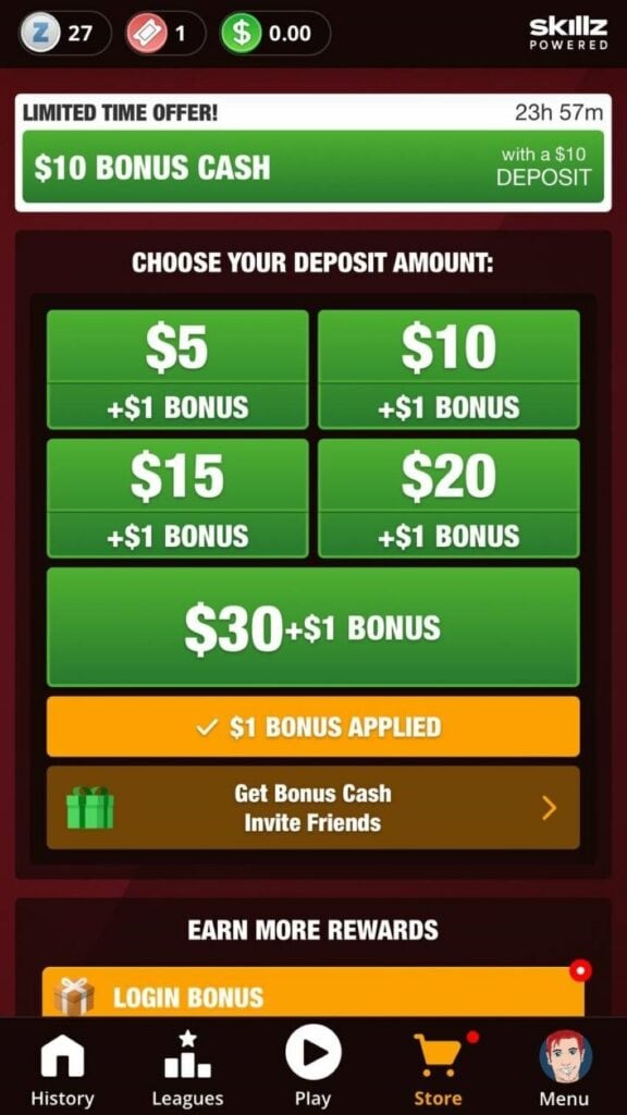 Choose Deposit Amount