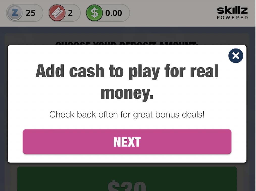 add cash to play for real money 