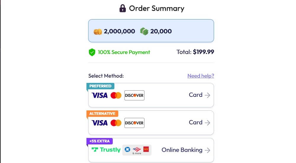 Sweepstake Payment Methods