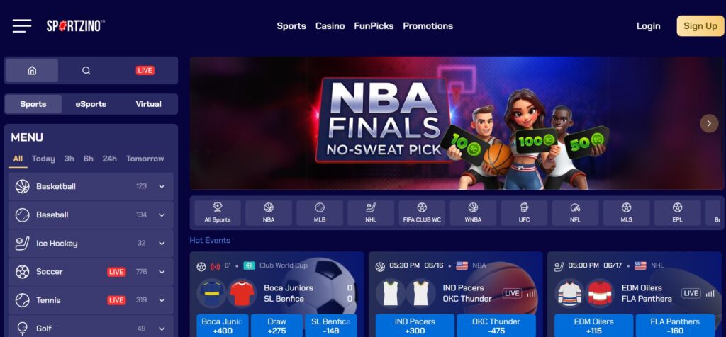 Sportzino sports section