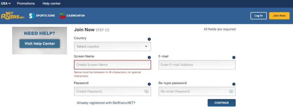 Betrivers.net registration