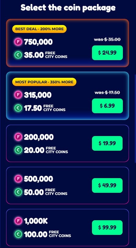 Funzcity purchase packages