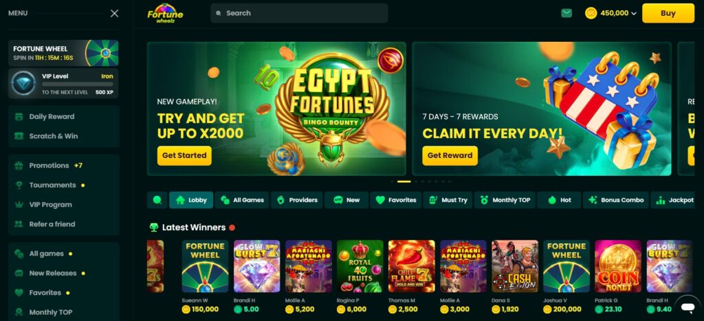Fortune Wheelz home page
