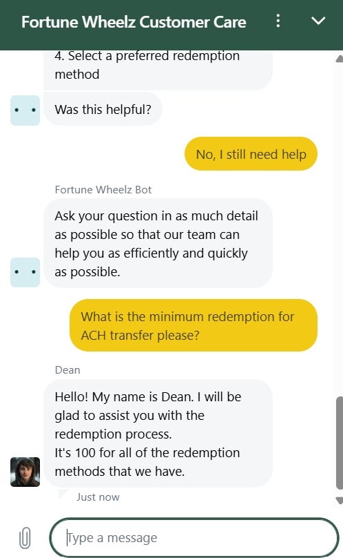 Fortune Wheelz customer support