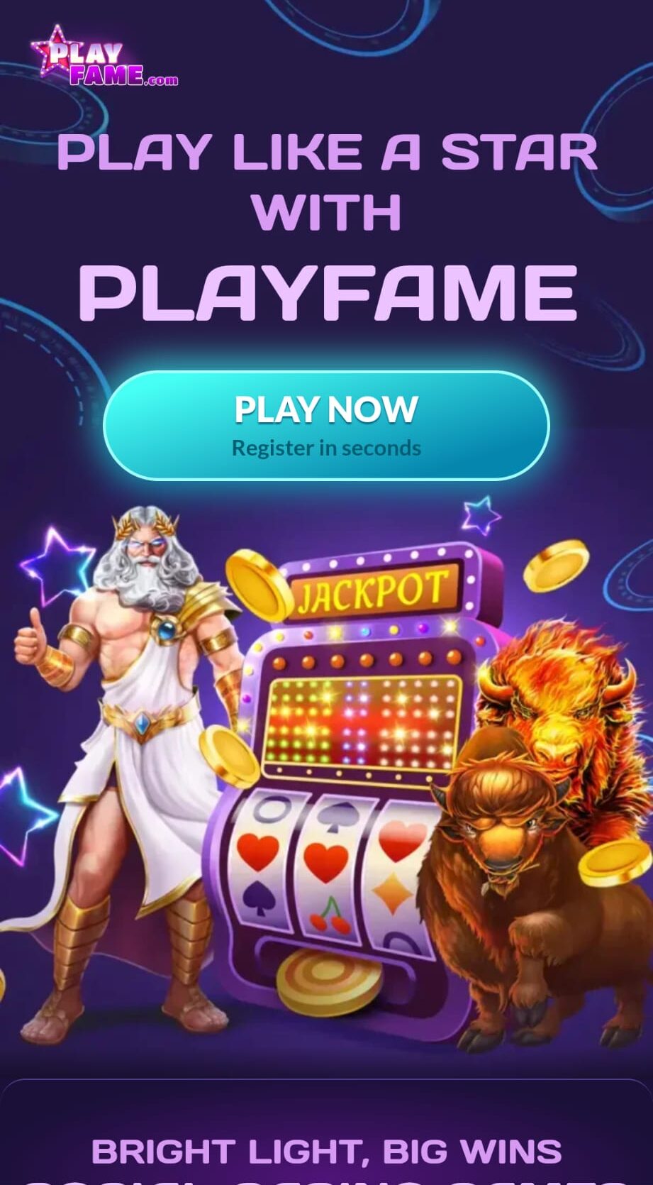 playfame mobile homepage