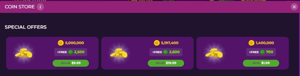 Fortune Coins first purchase package