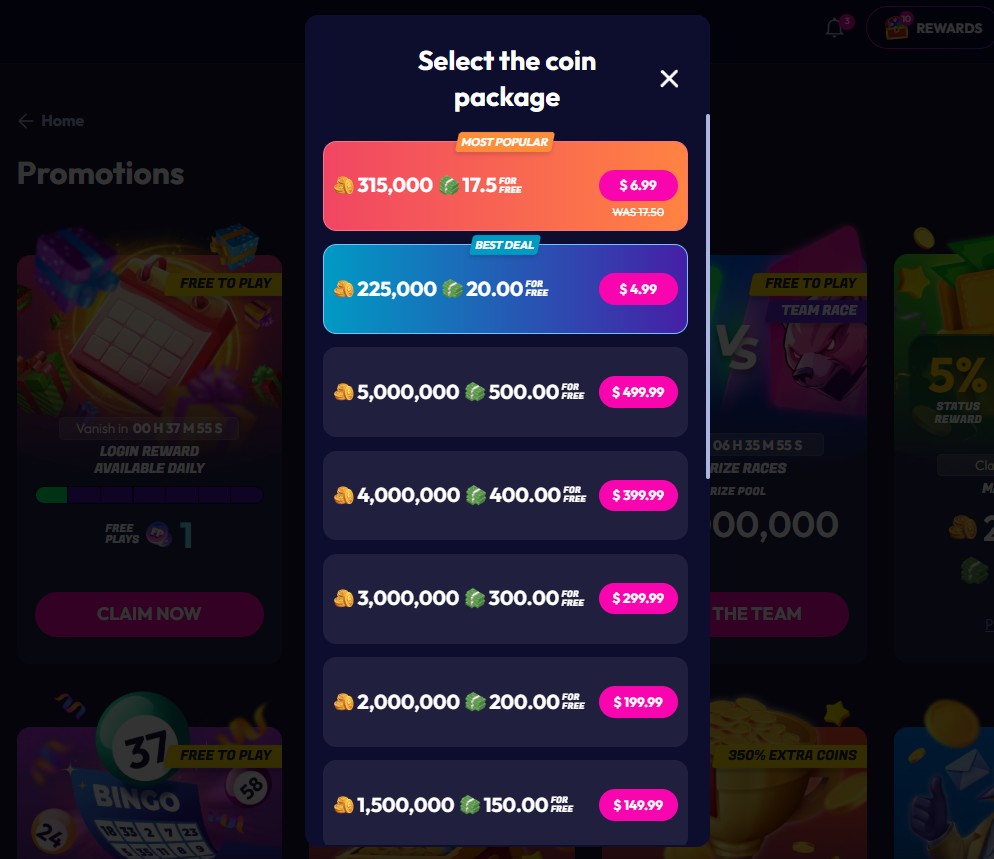 Funrize first purchase package bonuses