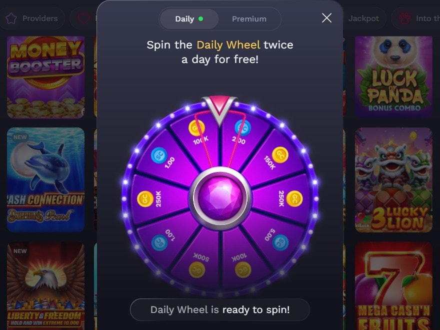Nolimitcoins daily wheel bonus