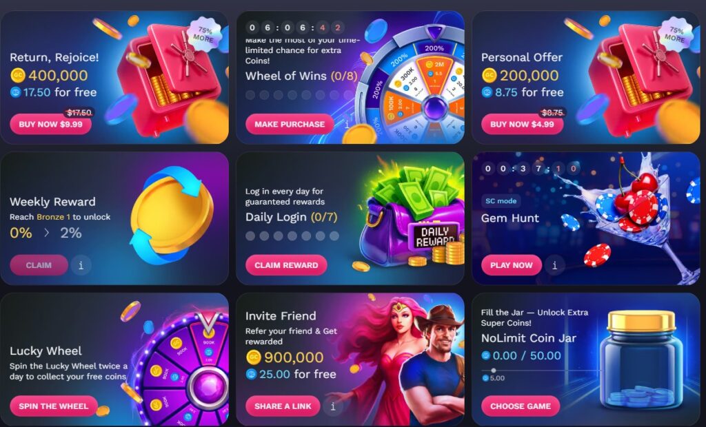 Nolimitcoins promotions page