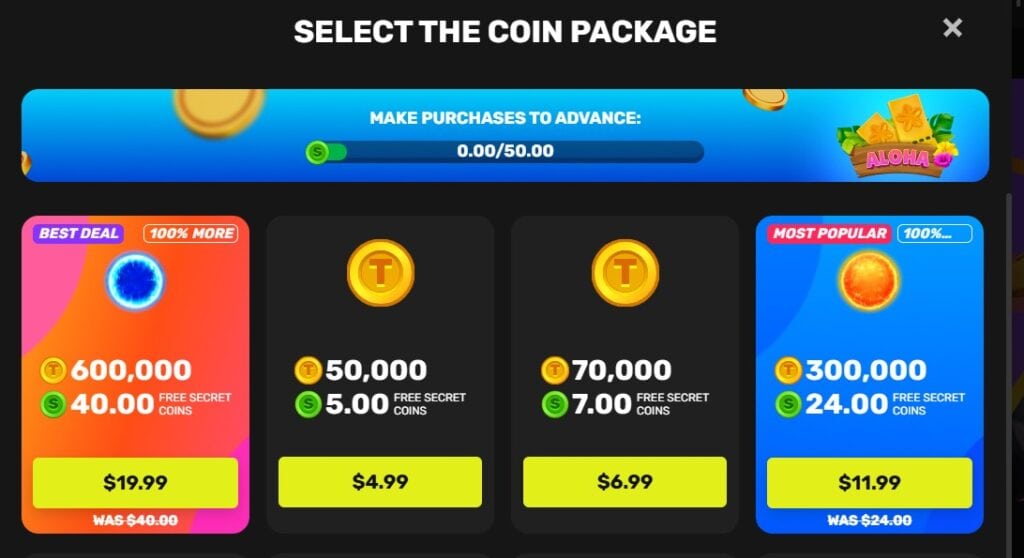 TaoFortune first purchase package bonuses