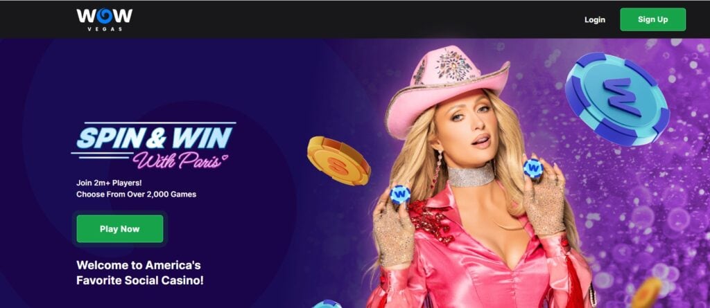 Wow Vegas sign up page